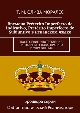 Т. Олива Моралес Времена Préterito Imperfecto de Indicativo, Pretérito Imperfecto de Subjuntivo в испанском языке. Построение, употребление, сигнальные слова, правила и упражнения обложка книги