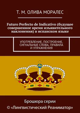 Т. Олива Моралес Futuro Perfecto de Indicativo (будущее совершенное время изъявительного наклонения) в испанском языке. Употребление, построение, сигнальные слова, правила и упражнения обложка книги