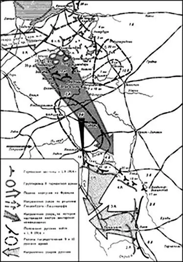 Рис 3 План Конрада и реальный ход событий в начале сентября 1914 г Начальник - фото 3