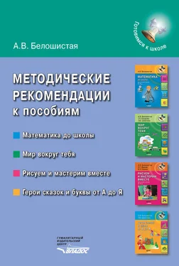 Анна Белошистая Методические рекомендации к пособиям «Математика до школы», «Мир вокруг тебя», «Рисуем и мастерим вместе», «Герои сказок и буквы от А до Я» обложка книги