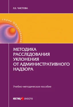 Любовь Чистова Методика расследования уклонения от административного надзора обложка книги