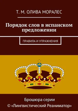 Т. Олива Моралес Порядок слов в испанском предложении. Правила и упражнения обложка книги