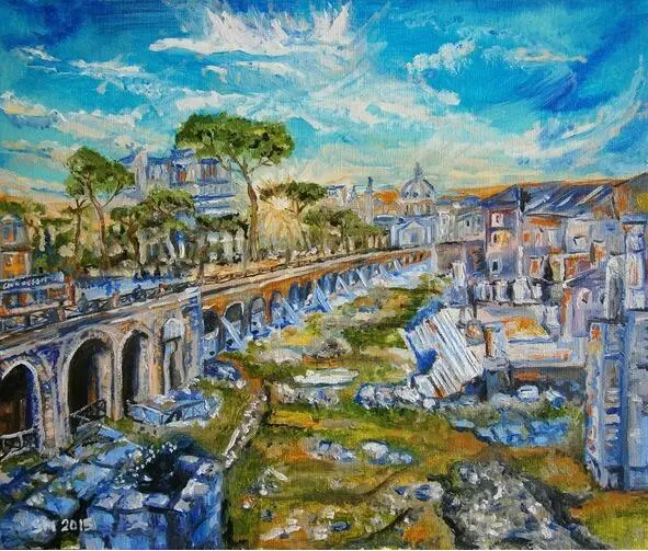 Форум Августа Масло холст 2015 Санти Джованни ин Латерано Баттистерий - фото 3