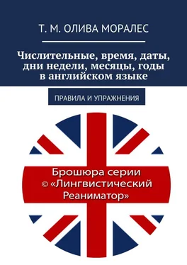 Т. Олива Моралес Числительные, время, даты, дни недели, месяцы, годы в английском языке. Правила и упражнения обложка книги