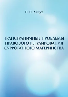 Наталья Анцух Трансграничные проблемы правового регулирования суррогатного материнства обложка книги