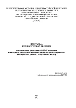 Гульнара Шайхутдинова Программа педагогической практики по направлению подготовки 080100.68 «Экономика, магистерская программа Экономическая безопасность». Квалификация (степень) выпускника – магистр обложка книги