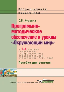 Светлана Кудрина Программно-методическое обеспечение к урокам «Окружающий мир» в 1-4 классах специальных (коррекционных) образовательных учреждений VIII вида. Пособие для учителя обложка книги