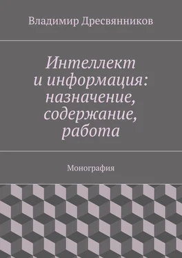 Владимир Дресвянников Интеллект и информация: назначение, содержание, работа обложка книги