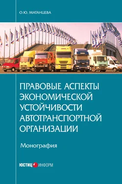 Ольга Матанцева Правовые аспекты экономической устойчивости автотранспортной организации обложка книги