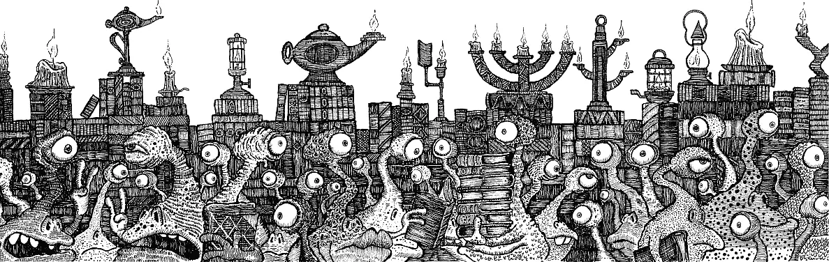 Книжнецов отчасти изображали марионетки которыми управляли на нитках сверху - фото 66