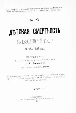 Василiй Никитенко Дѣтская смертность въ Европейской Россiи за 1893-1896 годъ обложка книги