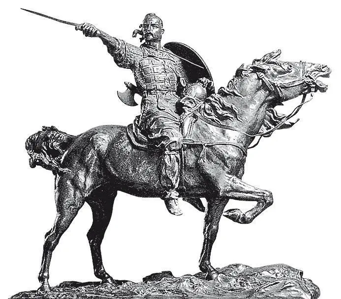 Е А Лансере Князь Святослав на пути в Царьград Бронза 1886 г В 970971 - фото 8