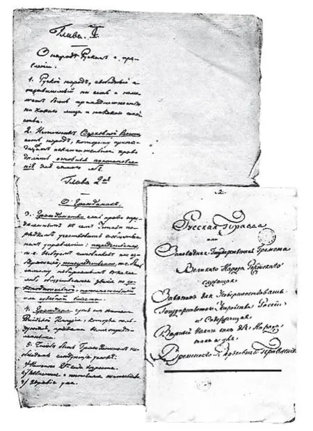 Текст Конституции Никиты Муравьева глава I слева Рукопись Русской - фото 181