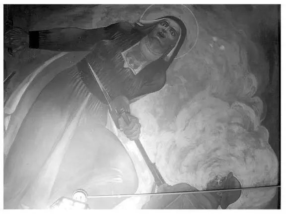 In another mural an oligarch done up as Death reads the stock reports while - фото 18