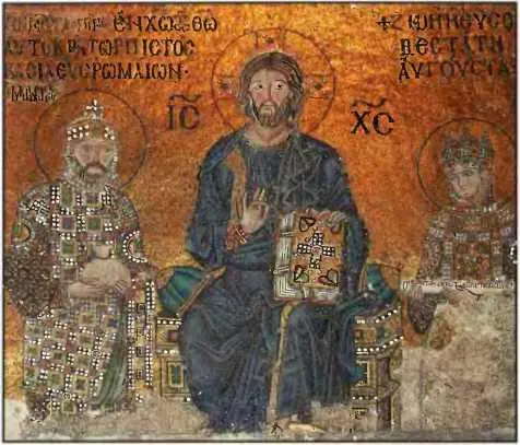 Иисус Христос император Константин IX Мономах и императрица Зоя Мозаика - фото 124