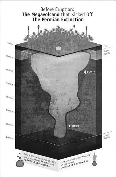 A cutaway view of the megavolcano in Siberia that led to the Permian mass - фото 4