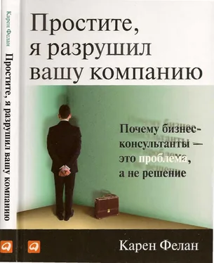 Карен Фелан Простите, я разрушил вашу компанию. Почему бизнес-консультанты – это проблема, а не решение обложка книги