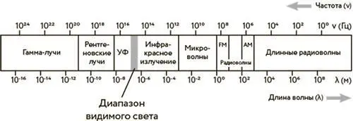 Шкала электромагнитных волн Серая полоска диапазон видимого света - фото 14
