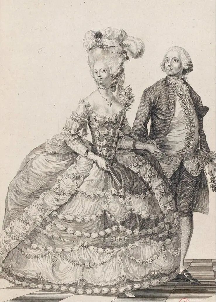 МарияАнтуанетта и Людовик XVI Французская модная картинка Ок 1778 - фото 18