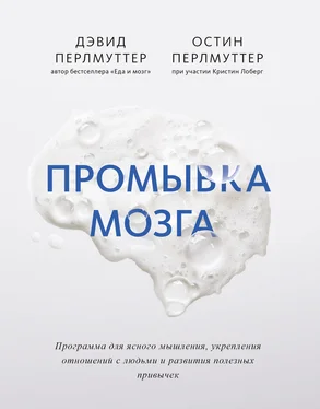 Дэвид Перлмуттер Промывка мозга. Программа для ясного мышления, укрепления отношений с людьми и развития полезных привычек обложка книги