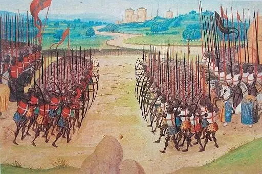 Битва при Азенкуре Миниатюра из Хроники Ангеррана де Монстреле XV век - фото 128