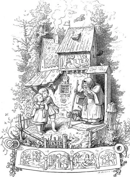 Гензелъ и Гретель у домика ведьмы Людвиг Рихтер 1903 г Братья Гримм решили - фото 38