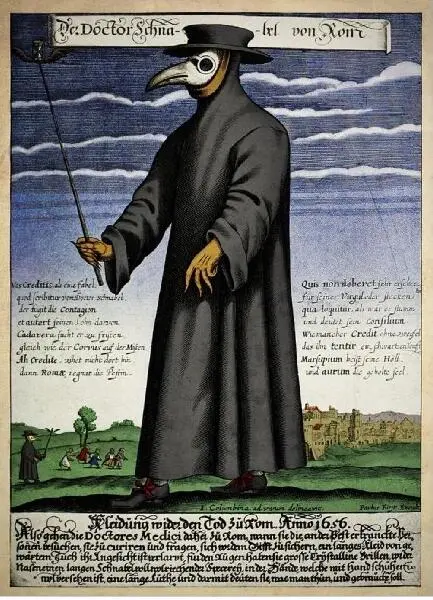 Чумной доктор с характерной маской Гравюра П Фюрста 1721 г Дурной воздух - фото 45