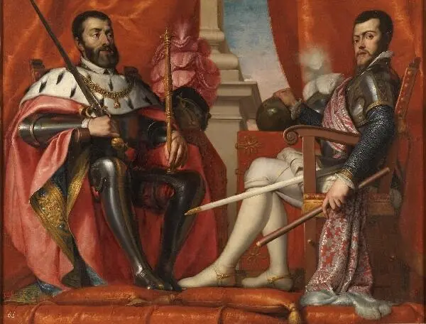 Короли Испании Филипп II справа и Карл V слева Габсбурги Художник Антонио - фото 62