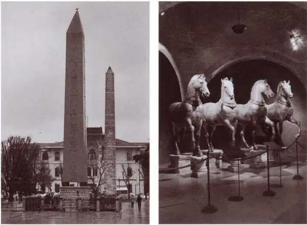 Обелиски ипподрома на переднем плане монолитный египетский установленный при - фото 10