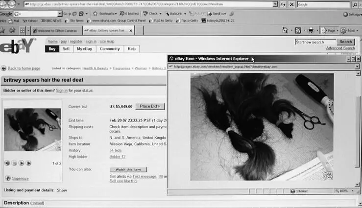 Ил 014 Волосы Бритни Спирс выставленные на торги на сайте Ebay 2007 Эти - фото 14