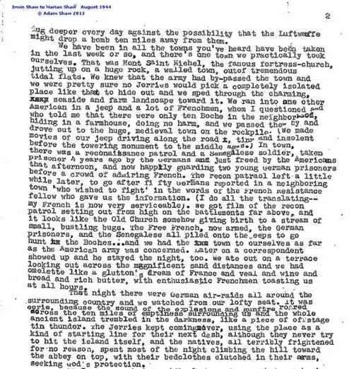 A 1944 letter from Shaw to his wife Marian describing the taking of Mont - фото 71