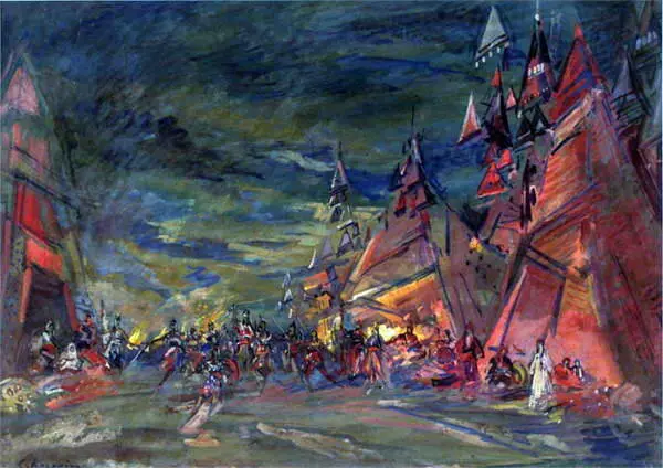 К А Коровин Сцена из оперы А П Бородина Князь Игорь Эскиз 1917 К А - фото 30