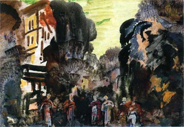 К А Коровин Сцена из оперы Дж Верди Корсар Эскиз К А Коровин Эскиз - фото 36