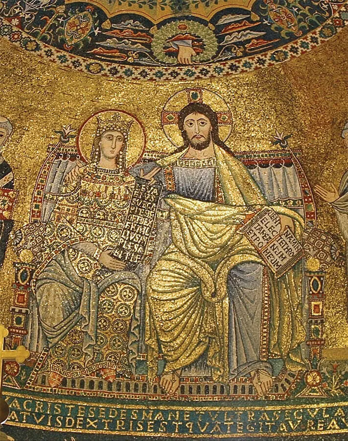1 Христос и Дева Мария на троне Мозаика Фрагмент Конха апсиды базилики - фото 31