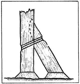 Рис 13 Столбы с раскосами Сетку укрепляют к крайним столбам с помощью - фото 14
