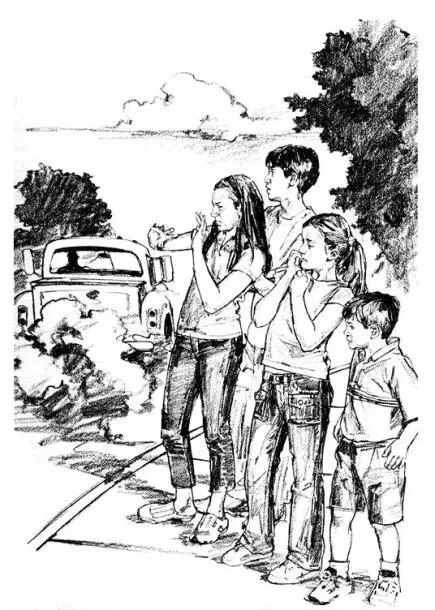 A beatup blue station wagon drove slowly along the road causing traffic to - фото 4