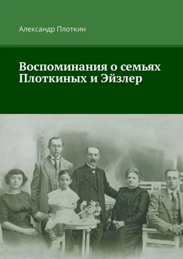 Александр Плоткин Воспоминания о семьях Плоткиных и Эйзлер обложка книги