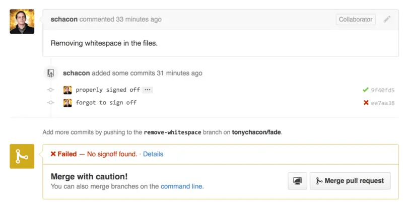Рисунок 55 Commit status via the API You can now see a little green check - фото 136