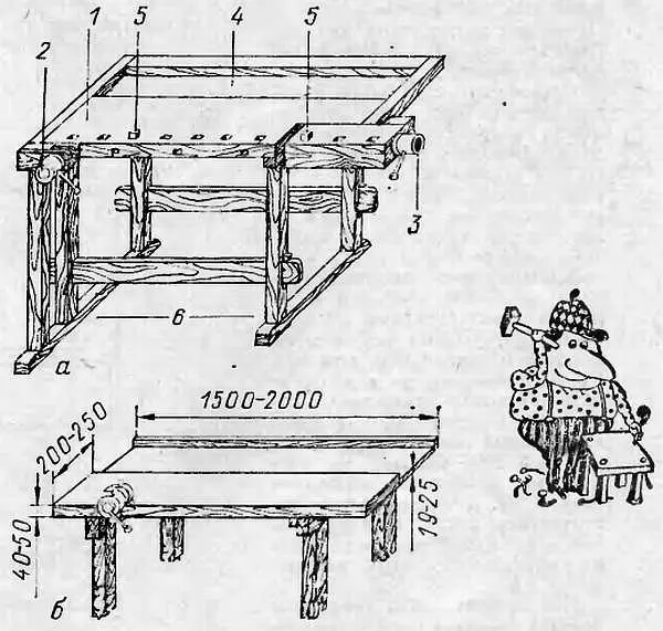 Рис 5 Верстак а и верстачная доска со съемными тисками б 1 - фото 5