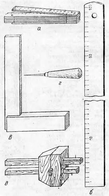 Рис 6 Разметочные инструменты а складной метр б метровая линейка в - фото 6