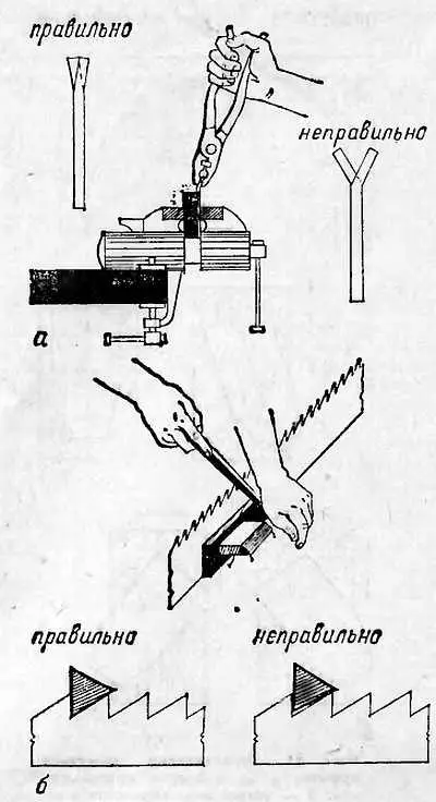 Рис 9 Подготовка пилы к работе а развод зубьев б заточка Заточка пилы - фото 9