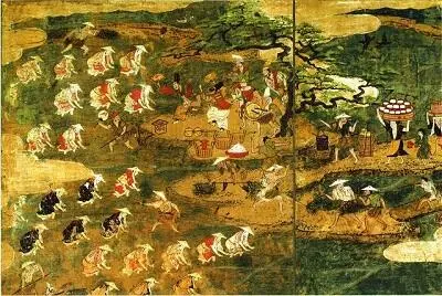 Жанровая живопись Наклейка на ширму Середина XVI в Сосуд для обливания - фото 49