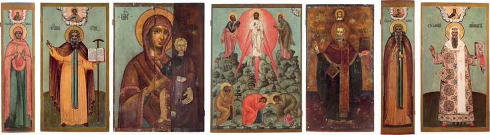 Склейка иконы местного ряда Мученица Евфимия Фрагмент лик в процессе - фото 90