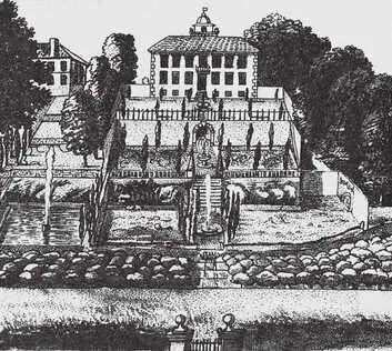 Истон Пирс Акварель Джона Обри 1669 Голландский сад с террасами к воде В - фото 28