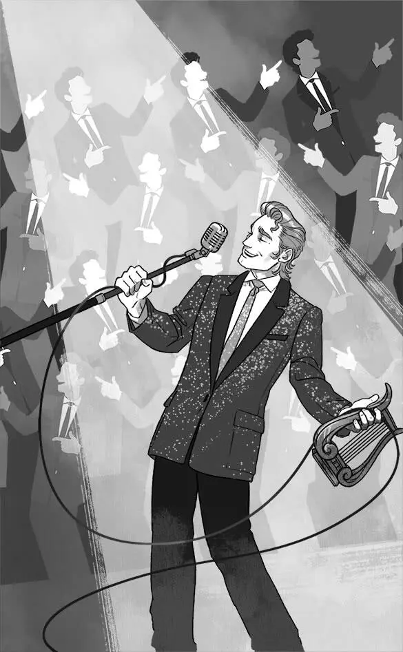 Сцена на сцене стоит хор певцов а капелла Они одеты как певцы в стиле дувоп - фото 2