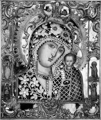 Икона Казанской Божией Матери ТроицеСергиев монастырь Гравюра XVII в - фото 1