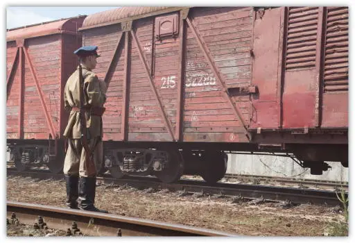 Photo 2016 J Michael Smith An NKVD officer guards the locked train cars - фото 17