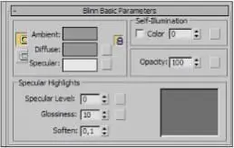 Рис 57 Свиток Blinn Basic Parameters Прежде всего нас интересует - фото 406