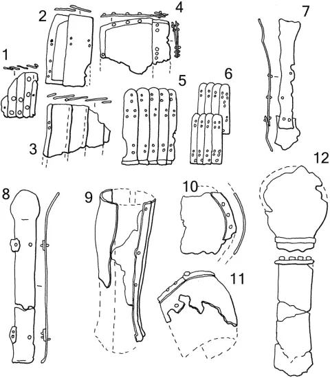 Fragmentary finds of Khazar armour 1 4 Riveted lamellar armour from - фото 28