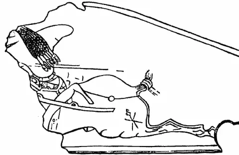 Surviving part of horsearcher figure carved on decorated bone reinforcing - фото 32